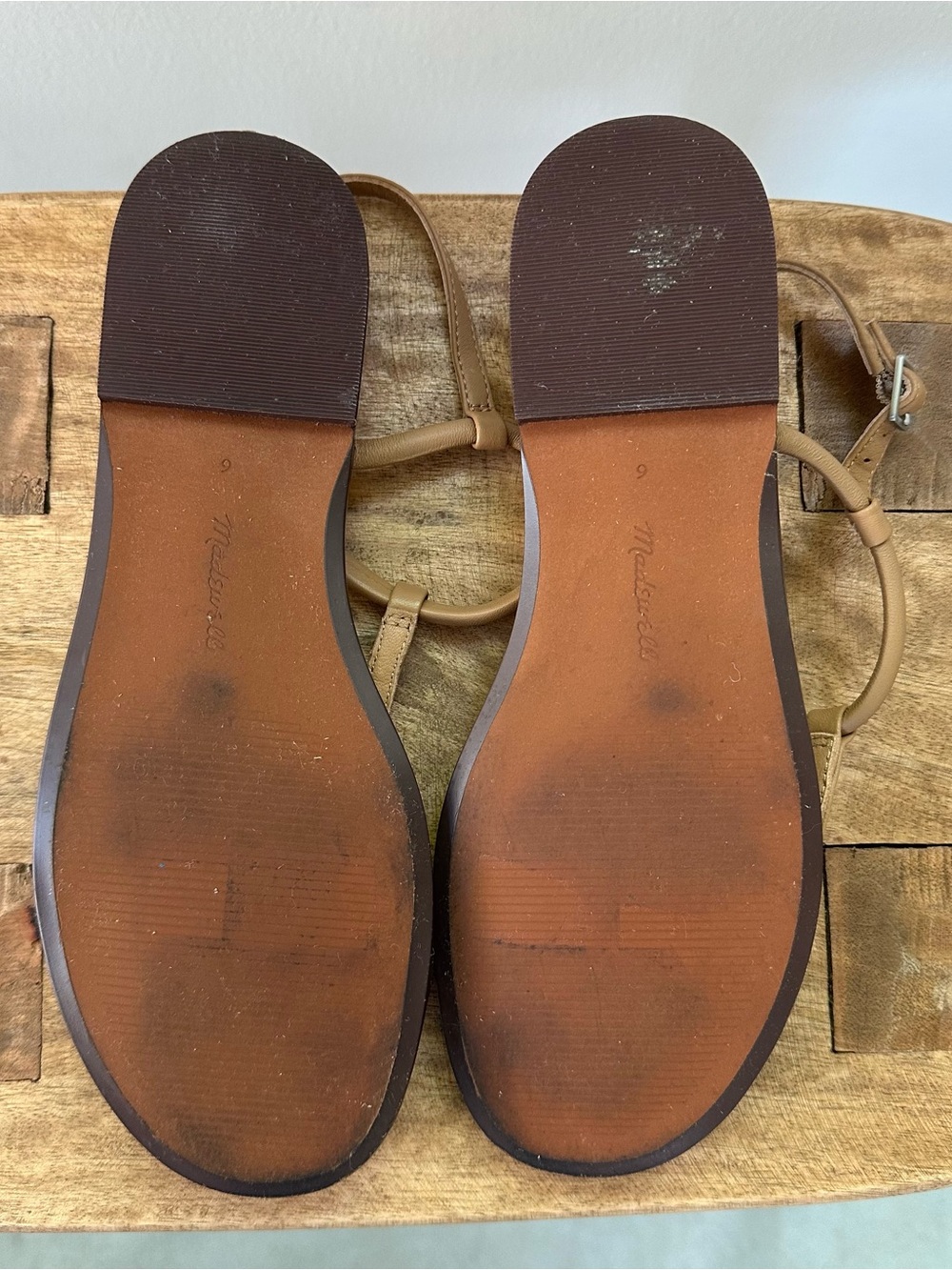 Madewell Tan T‑Strap Leather Sandals - Picture 5 of 6
